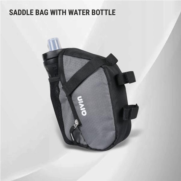 Aivin Saddle Bag with Pouch for carring Water Bottle Bicycle Under Seat Bag, Travel Bag, Cycle Accessories for Tools, Mobile Phones Bicycle Storage Bag, Carrier for All Bikes (Black/Grey)
