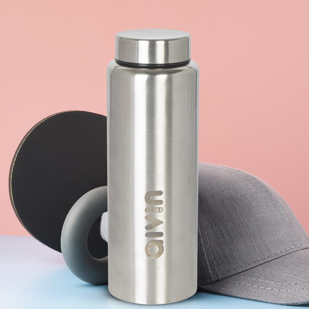 AIVIN Intense Stainless Steel Water Bottle  Leak proof & break-proof  Lid is sealed by a silicone ring  Best Usage for OfficeSchoolCollegeGymPicnicHomeFridge 1 Litre  Silver (Intense)