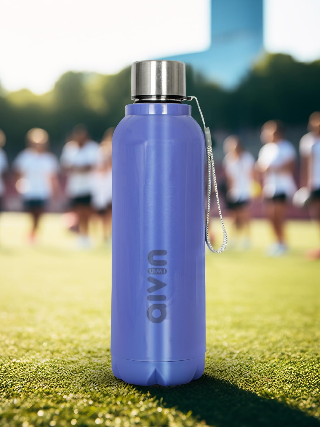 AIVIN Crystal Stainless Steel Water Bottle 750Ml, Water Bottles For Fridge, School,Gym,Home,Office,Boys, Girls, Kids, Leak Proof (Peach Colour, Steel Bottle, Set of 1, 750Ml) (Indigo Blue)