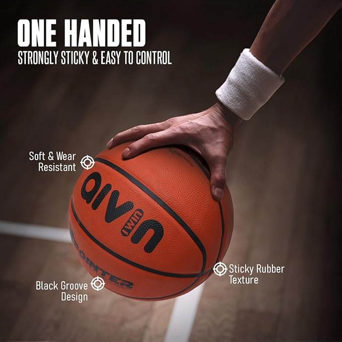 AIVIN 3 Pointer Basketball, Rubberized Moulded Basketball Game, for Match, Training, Outdoor Ball, Durable for Practice, Suitable for All Surface, 8 Panel, Material-Rubber (Red) Size 7