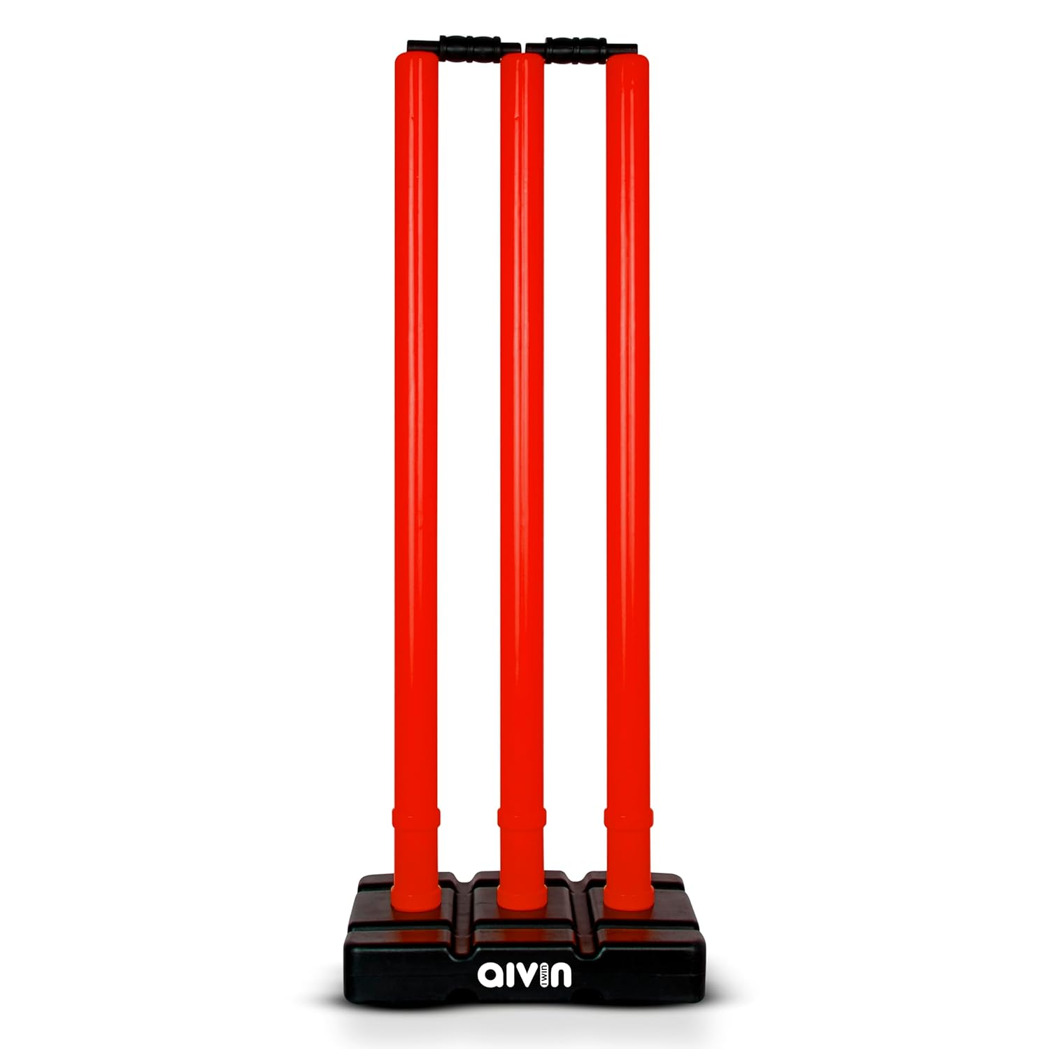 Aivin Bowled Cricket Stumps Set (3 Stumps + 2 Bails + 1 Stand) (Red)