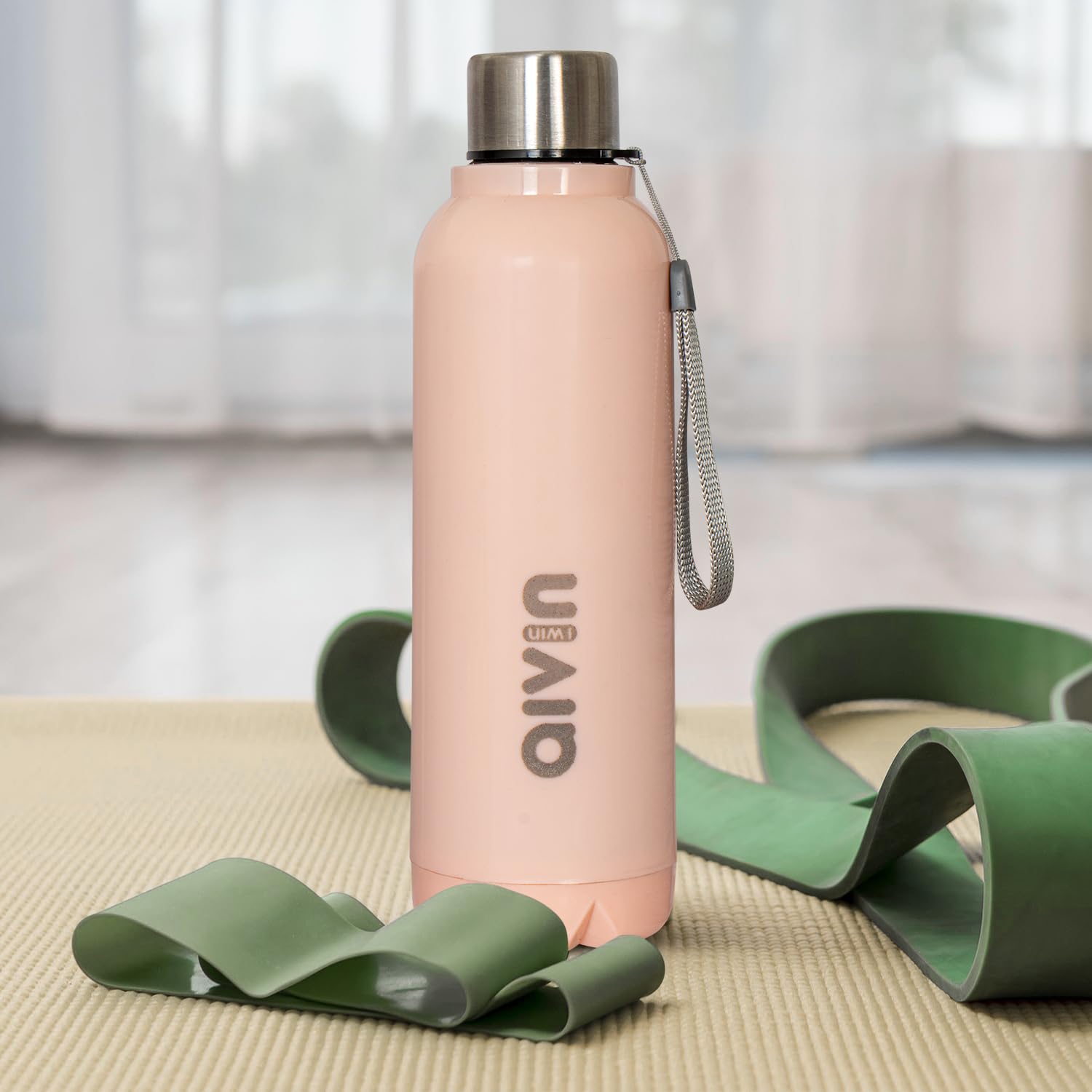 AIVIN Crystal Stainless Steel Water Bottle 750Ml, Water Bottles For Fridge, School,Gym,Home,Office,Boys, Girls, Kids, Leak Proof (Peach Colour, Steel Bottle, Set of 1, 750Ml) (Peach)