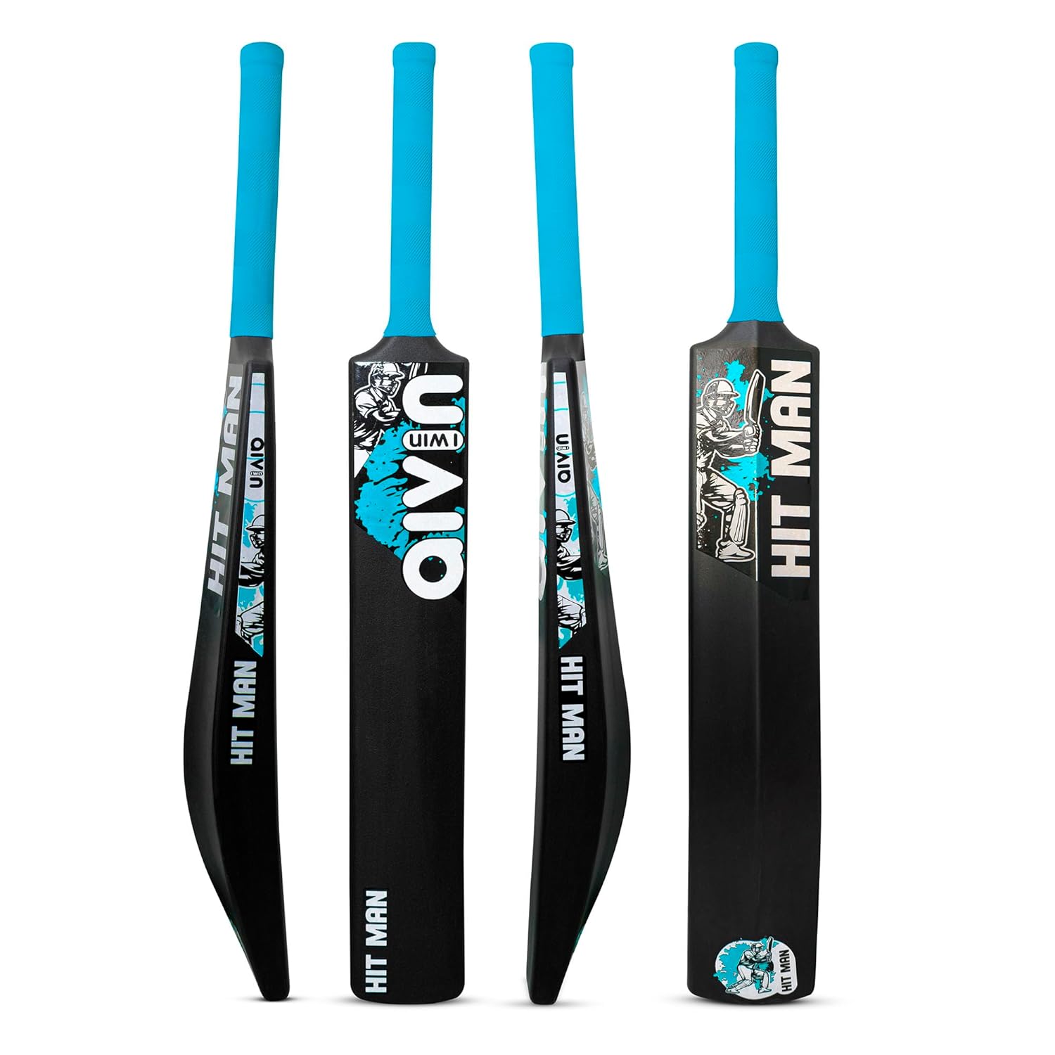 Aivin HIT-MAN Heavy Duty PVCPlastic Cricket Bat, Standrad Size (34” X 4”) Premium Bat for All Age Groups – BoysGirlsAdults Heavy Duty Black Plastic Cricket Bat (BlackBlue)