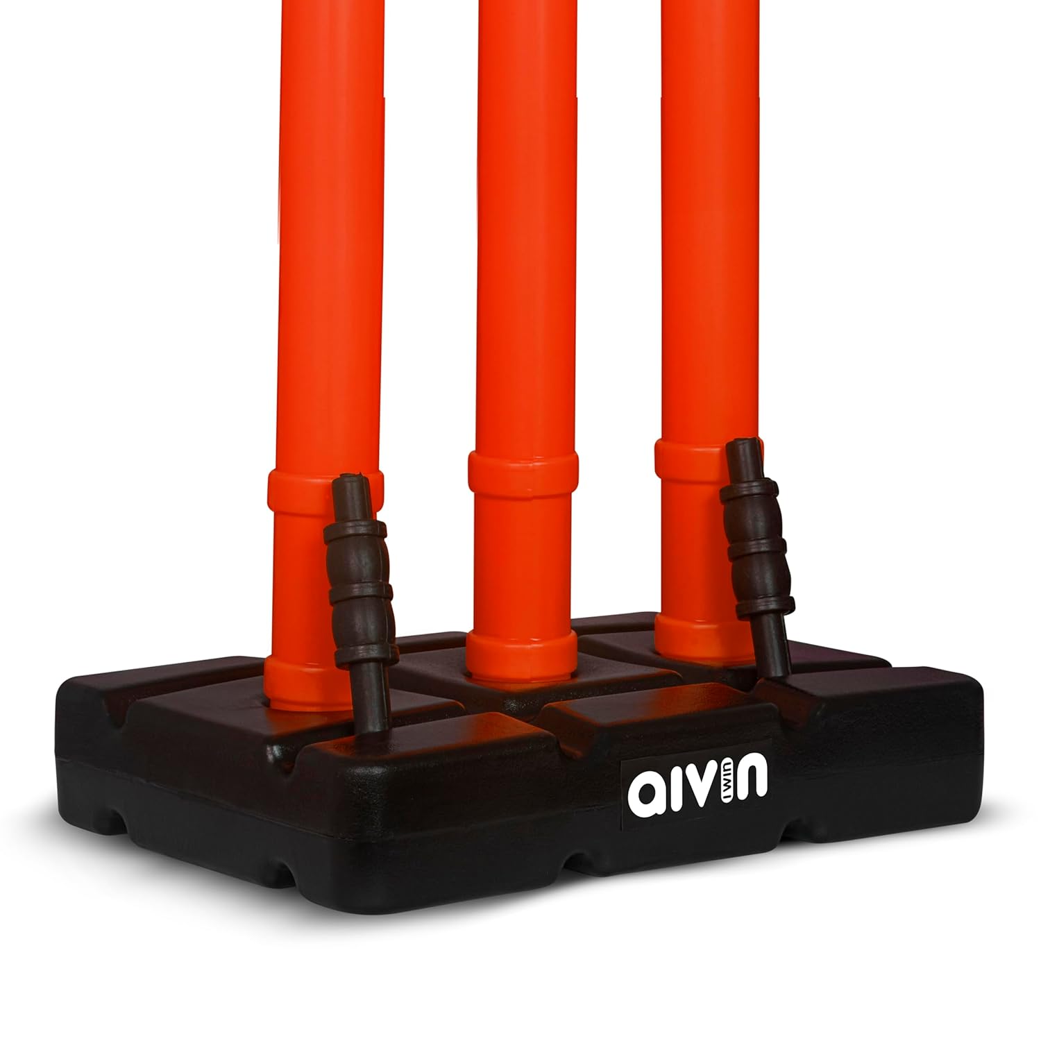 Aivin Bowled Cricket Stumps Set (3 Stumps + 2 Bails + 1 Stand) (Red)