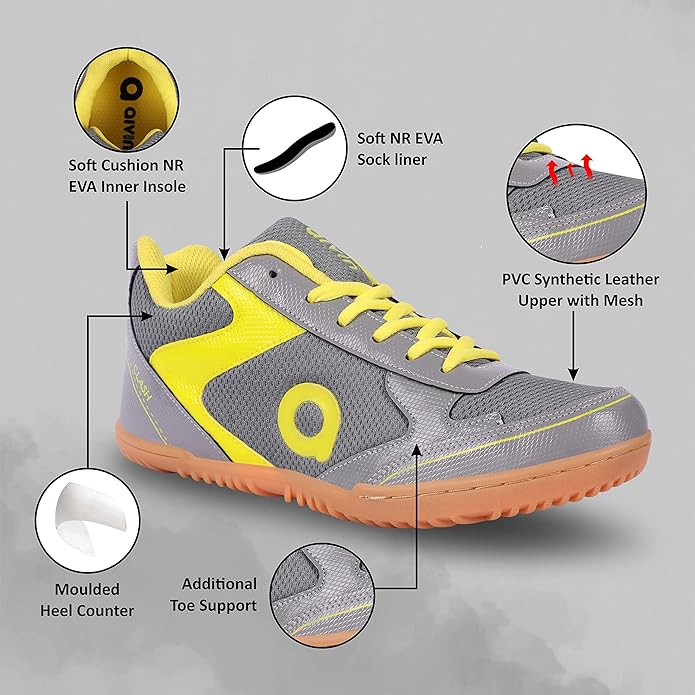 AIVIN Clash Badminton Shoes for Men, Rubber Sole with PVC Synthetic Leather Upper and mesh for Sports, Badminton, Volleyball, Squash, and Table Tennis Light Weight Shoes