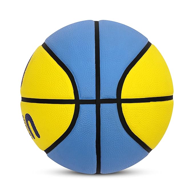 Aivin Onset Basketball, Rubberized Moulded Basketball Game, for Match, Training, Outdoor Ball, Durable for Practice, Waterproof and Suitable for All Surface, 8 Panel, Material-Rubber (YellowBlue) Size-5