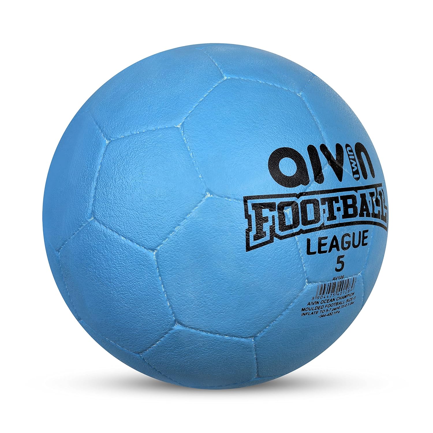 Aivin Ocean Champion League Rubber Molded Football Game, for Training, Match, Sports, Playing, Outdoor Ball, Durable & Water Resistance Football for Practice, 32 Panel, Size-5 (Sky Blue)