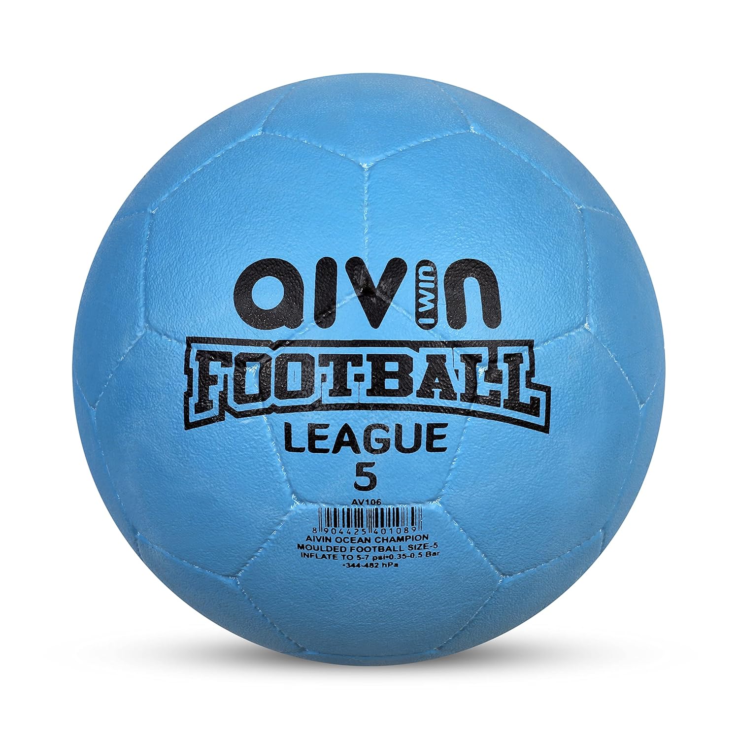 Aivin Ocean Champion League Rubber Molded Football Game, for Training, Match, Sports, Playing, Outdoor Ball, Durable & Water Resistance Football for Practice, 32 Panel, Size-5 (Sky Blue)