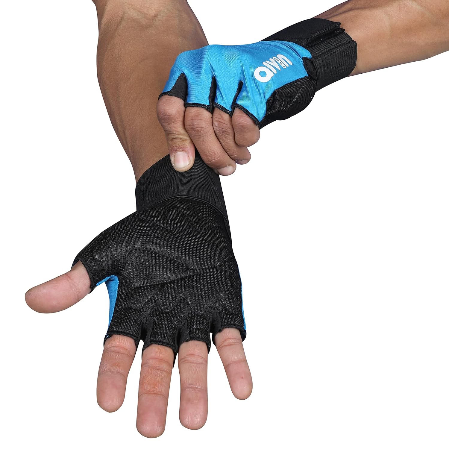 AIVIN Men Spectre Gym Gloves with Wrist Wrap Design for Gym Workouts, Weight Lifting, Exercise, Pull-Up, Crossfit, Cycling, Fitness, and Training with Good Grip and Soft Padding Size - Medium (Blue)