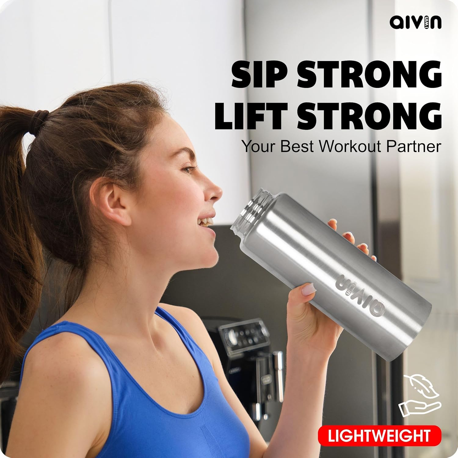 AIVIN Intense Stainless Steel Water Bottle  Leak proof & break-proof  Lid is sealed by a silicone ring  Best Usage for OfficeSchoolCollegeGymPicnicHomeFridge 1 Litre  Silver (Intense)