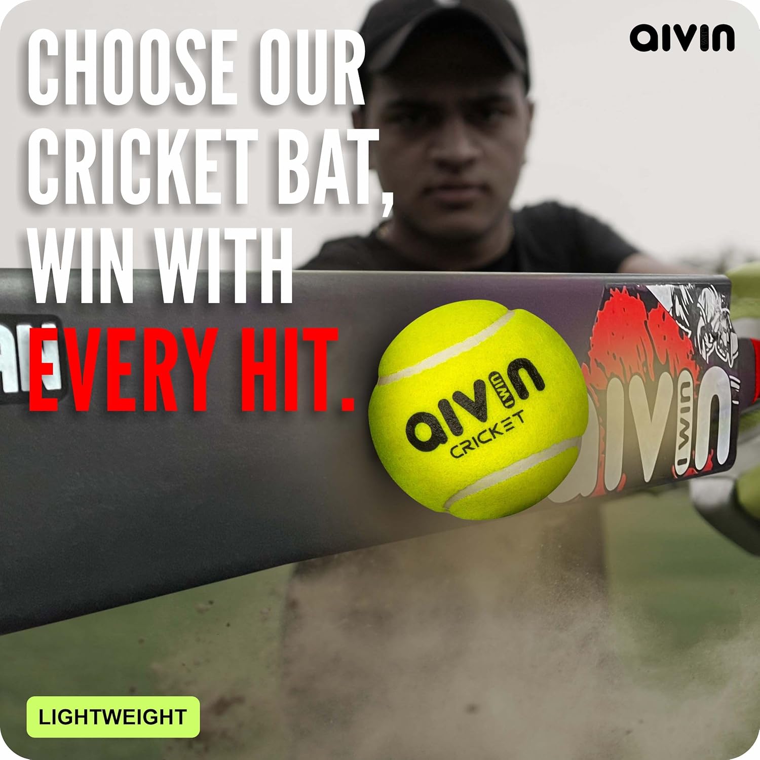 Aivin HIT-MAN Heavy Duty PVCPlastic Cricket Bat, Standrad Size (34” X 4”) Premium Bat for All Age Groups – BoysGirlsAdults Heavy Duty Black Plastic Cricket Bat (BlackRed)