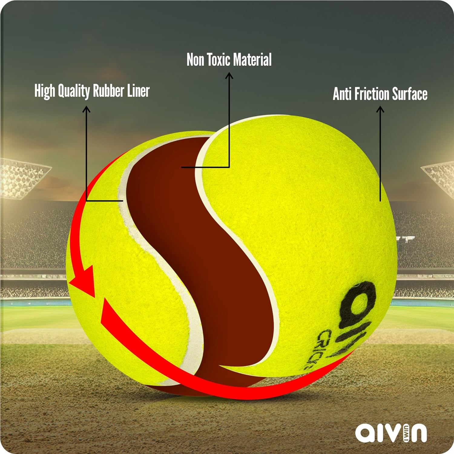 AIVIN Speed High Bounce Tennis Cricket Ball (1)