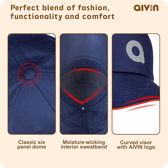 AIVIN Head Caps for Men & Womens Caps with Adjustable Strap for Boys & Girls Unisex Caps for All Sports Breathable Summer Cap
