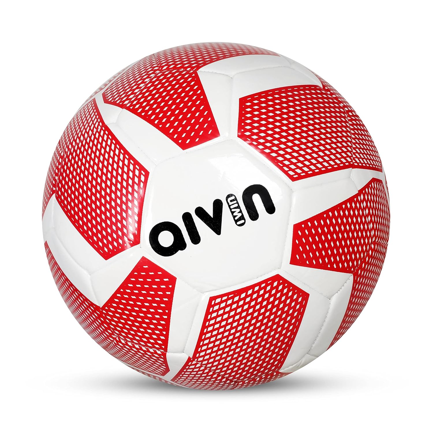 AIVIN Trend Football Machine Stitched Football Game, for Training, Match, Sports, Playing, Outdoor Ball, Durable & Water Resistance Football for Practice, 32 Panel, Size-5 (Red/White)