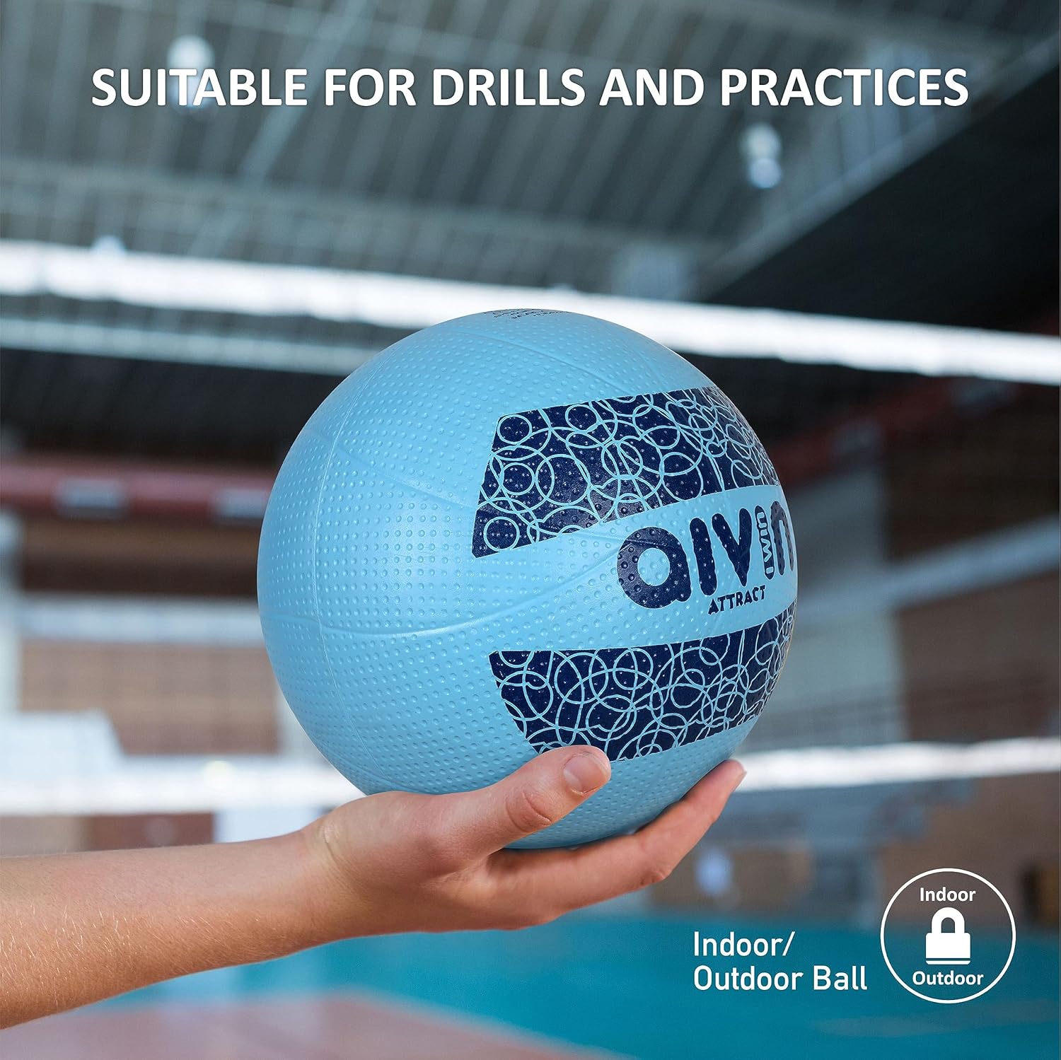 AIVIN Attract Volleyball, Volleyball Games, Match Ball, Training Ball, Indoor, Outdoor Ball, Durable for Practice, Water Resistant and Suitable for All Surface, (Sky-Blue) Size-4
