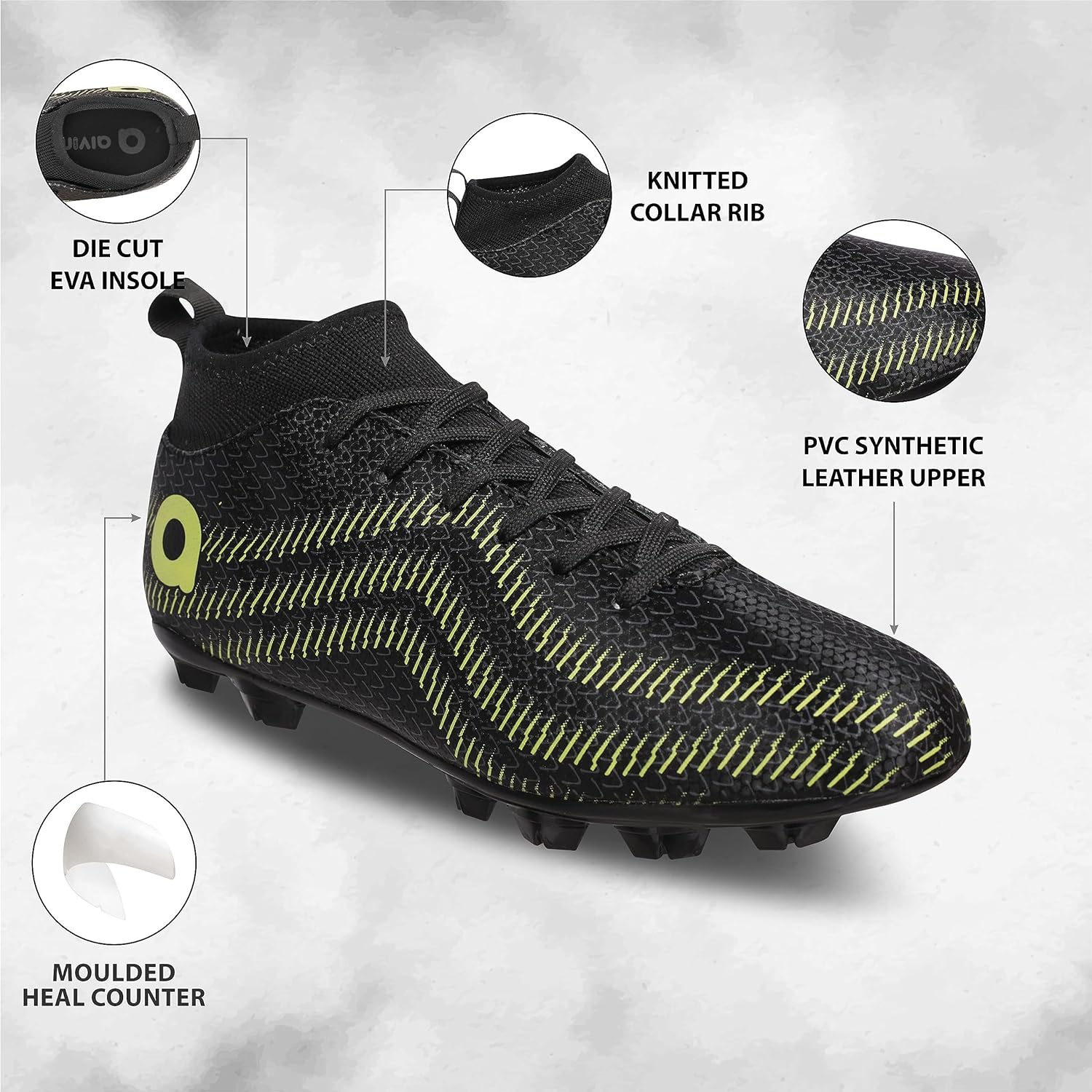 Pro Rattle Snake Football Stud Black Football Shoes for Men